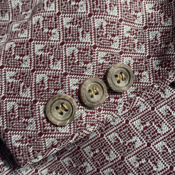 Vintage Retro custom made Racquet Shop suit jacket Burgundy/ pale blue - Picture 8 of 10
